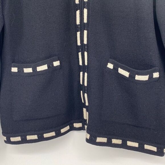 ST JOHN Collection By Marie Gray Santana Knit Zip -Up Cardigan Jacket Pockets Bl - Picture 4 of 15